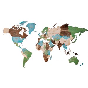 Декор на стену "Карта мира" многоуровневый на стену, XXL 3141, цветной, 100х181см
