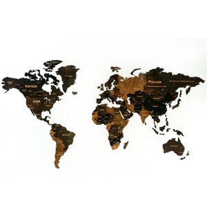 Декор на стену "Карта мира" многоуровневый, венге, XXL 3150, 100х181 см
