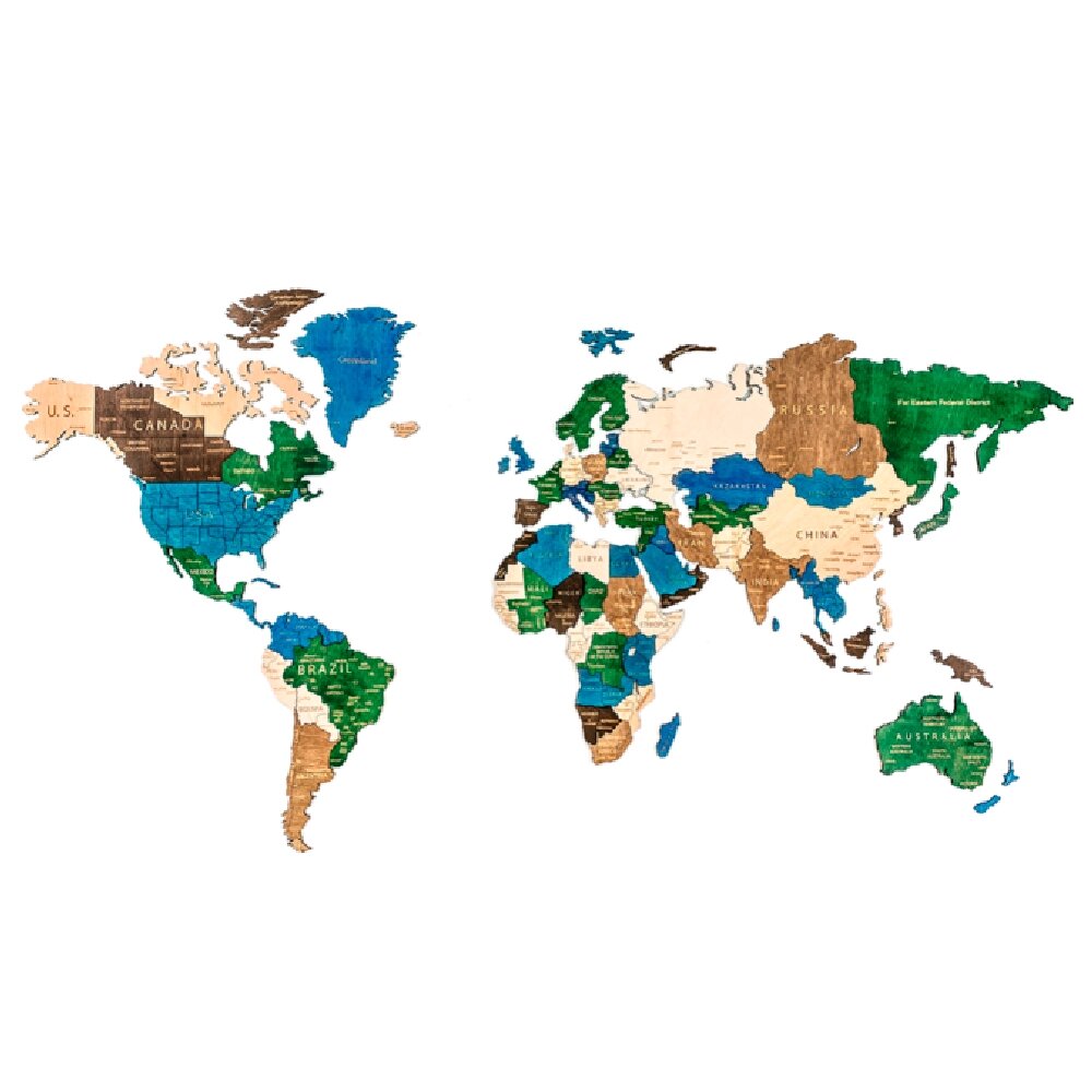 Декор на стену "Карта мира на английском языке" одноуровневый на стену, XL 3188, цветной, 72x130 см от компании «Офистон маркет» - фото 1