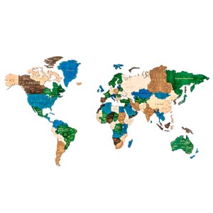 Декор на стену "Карта мира на английском языке" одноуровневый на стену, XL 3188, цветной, 72x130 см