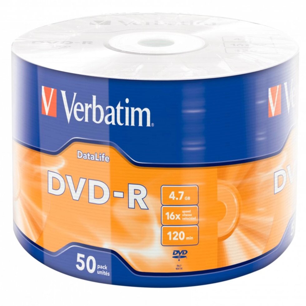 Диск Verbatim "Extra Protection", DVD-R, 4.7 гб, пэт-упаковка, 50 шт от компании «Офистон маркет» - фото 1