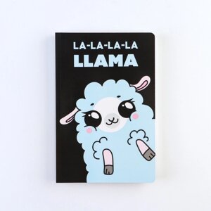 Ежедневник недатированный "LL-La-La-Llama", А5, 192 страницы, черный, голубой