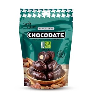 Финики "Chocodate", 100 гр., с миндалем в темном шоколаде без сахара