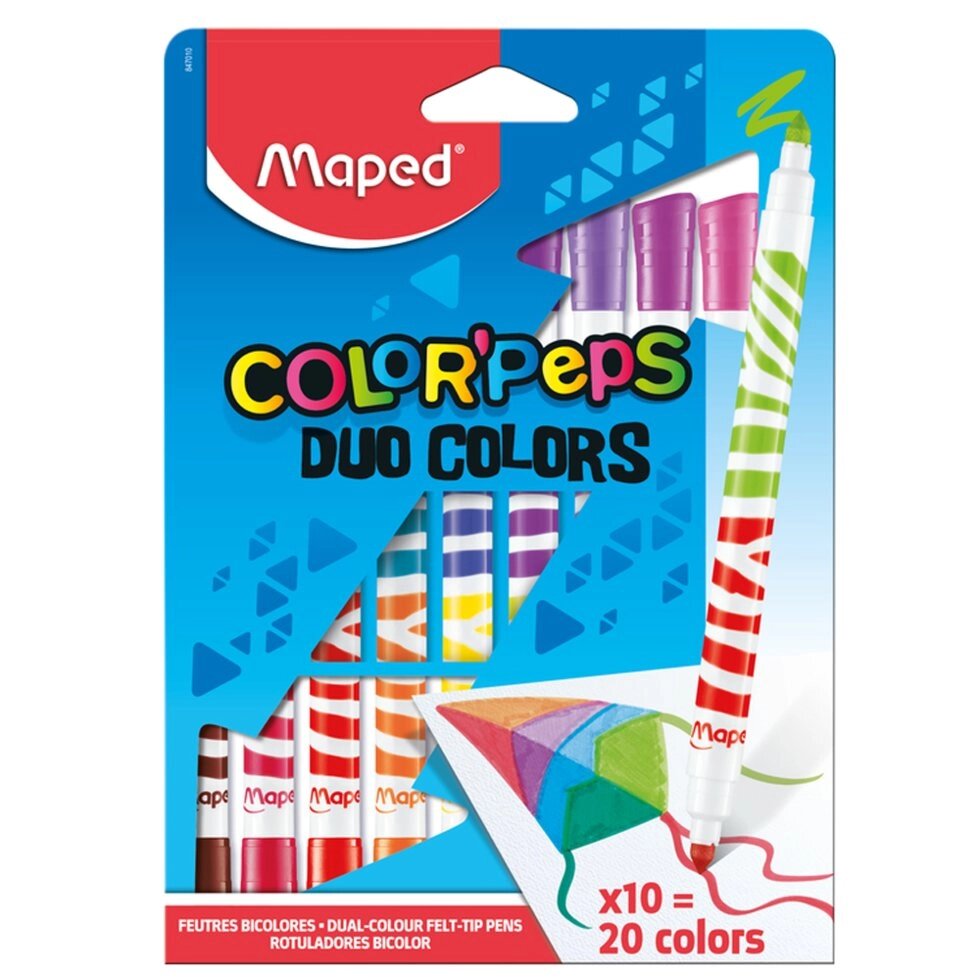 Фломастеры двухсторонние Maped "Duo Color Peps", 10 шт от компании «Офистон маркет» - фото 1