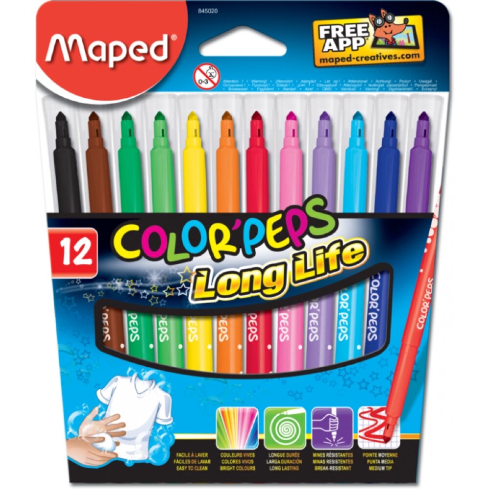 Фломастеры Maped "Color Peps", 12 шт от компании «Офистон маркет» - фото 1