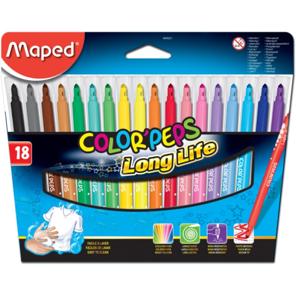 Фломастеры Maped "Color Peps", 18 шт от компании «Офистон маркет» - фото 1