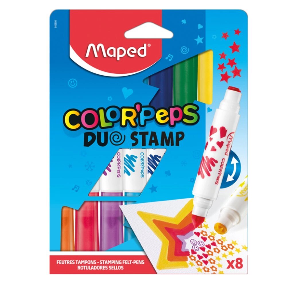 Фломастеры Maped "Color Peps Duo Stamps", 8 шт от компании «Офистон маркет» - фото 1