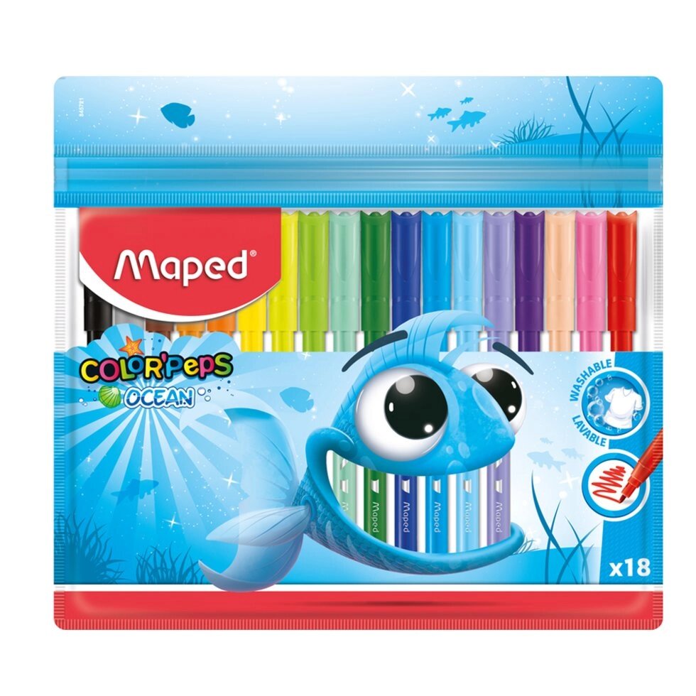 Фломастеры Maped "Color Peps Ocean", 18 шт от компании «Офистон маркет» - фото 1