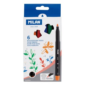 Фломастеры Milan для росписи на ткани, 6 цветов