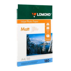 Фотобумага матовая для струйной фотопечати "Lomond", A4, 50 листов, 180 г/м2