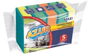 Губка кухонная для мытья посуды Azur Maxi 95*65*25 мм, 5шт/уп