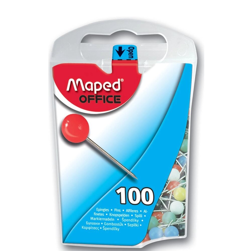 Иглы-кнопки Maped "Для карты", 100 шт, ассорти от компании «Офистон маркет» - фото 1