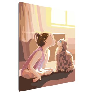 Картина по номерам "Девочка с котиком"
