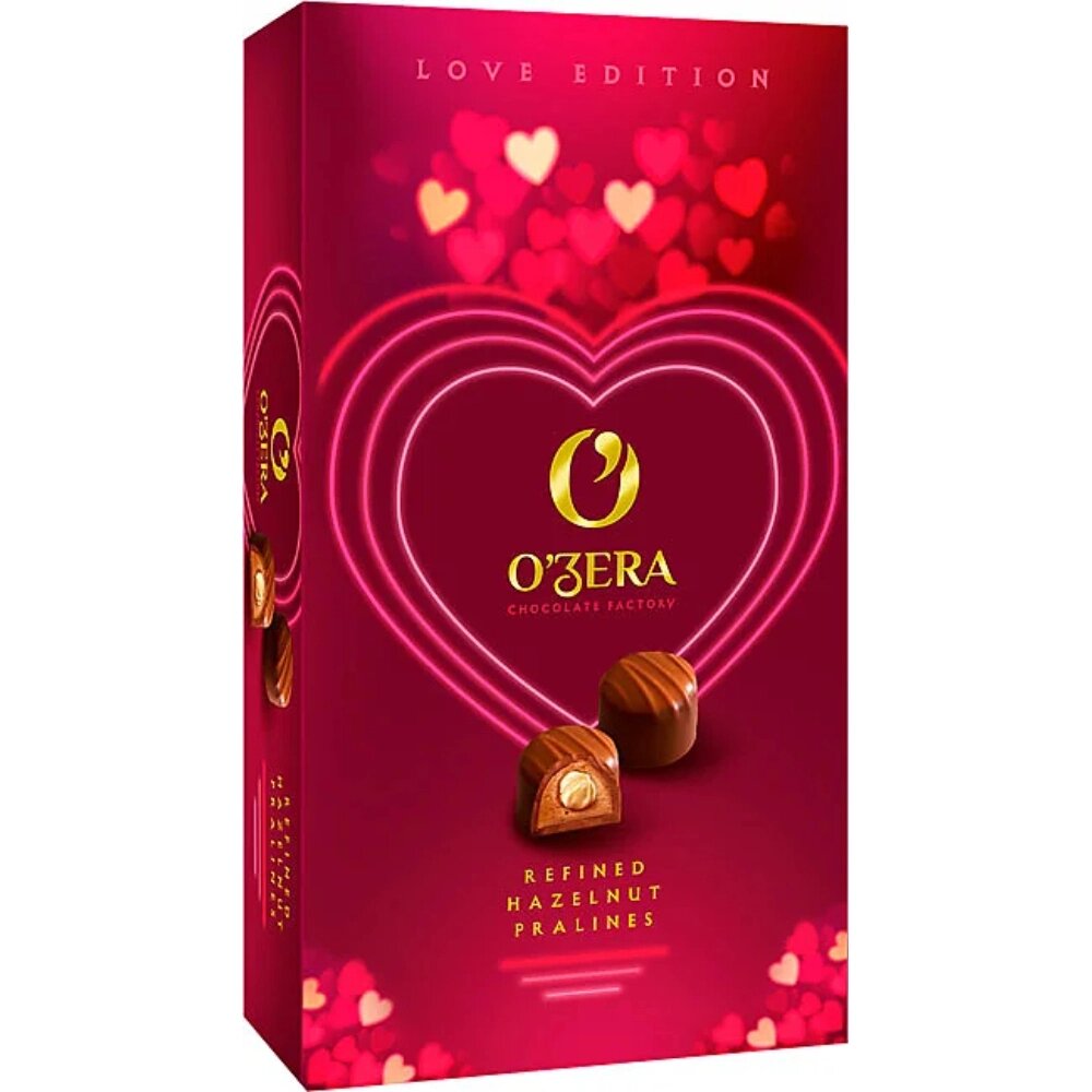 Конфеты шоколадные "O`Zera Love", 230 г, с ореховой начинкой и цельным фундуком от компании «Офистон маркет» - фото 1