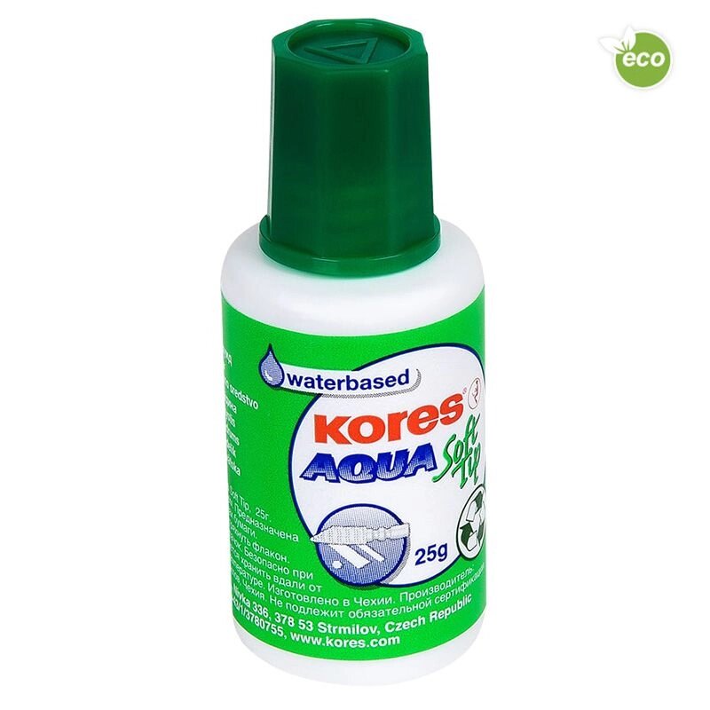 Корректор "Kores aqua soft tip", жидкость, 25 мл от компании «Офистон маркет» - фото 1