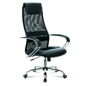 Кресло для руководителя Бюрократ "CH-608SL/BLACK", экокожа, сетка, ткань, сетка, металл, черный