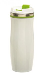 Кружка термическая "Crema", металл, пластик, 400 мл, белый, зеленый