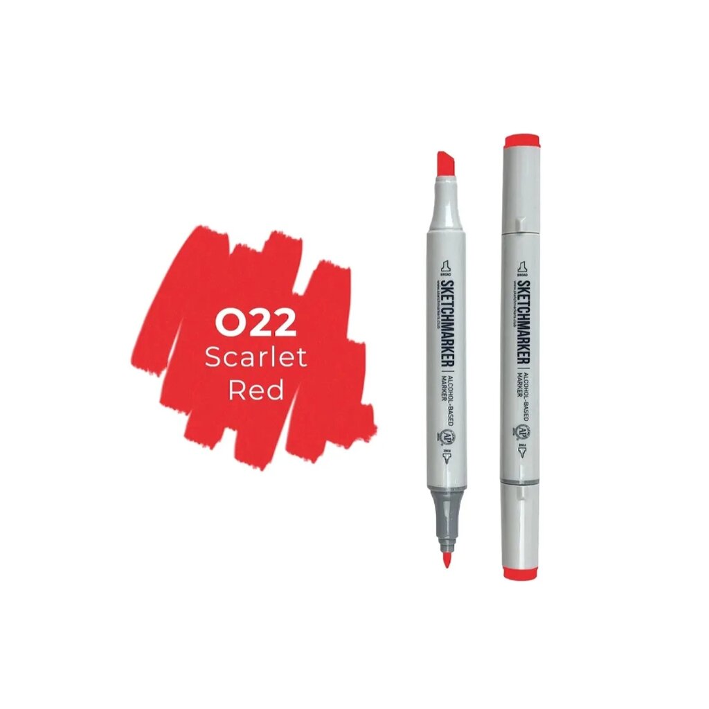 Маркер художественный "Brushmarker", двухсторонний, O22 алый от компании «Офистон маркет» - фото 1