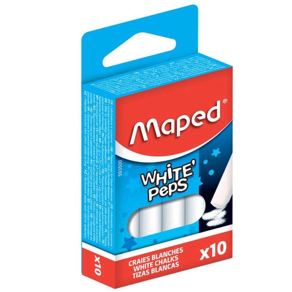 Мелки для доски круглые Maped "White Peps", 10 шт, белый от компании «Офистон маркет» - фото 1