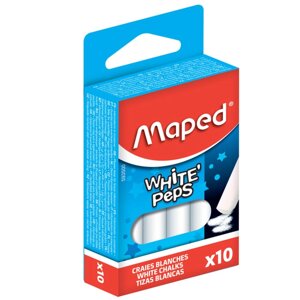 Мелки для доски круглые Maped "White Peps", 10 шт, белый