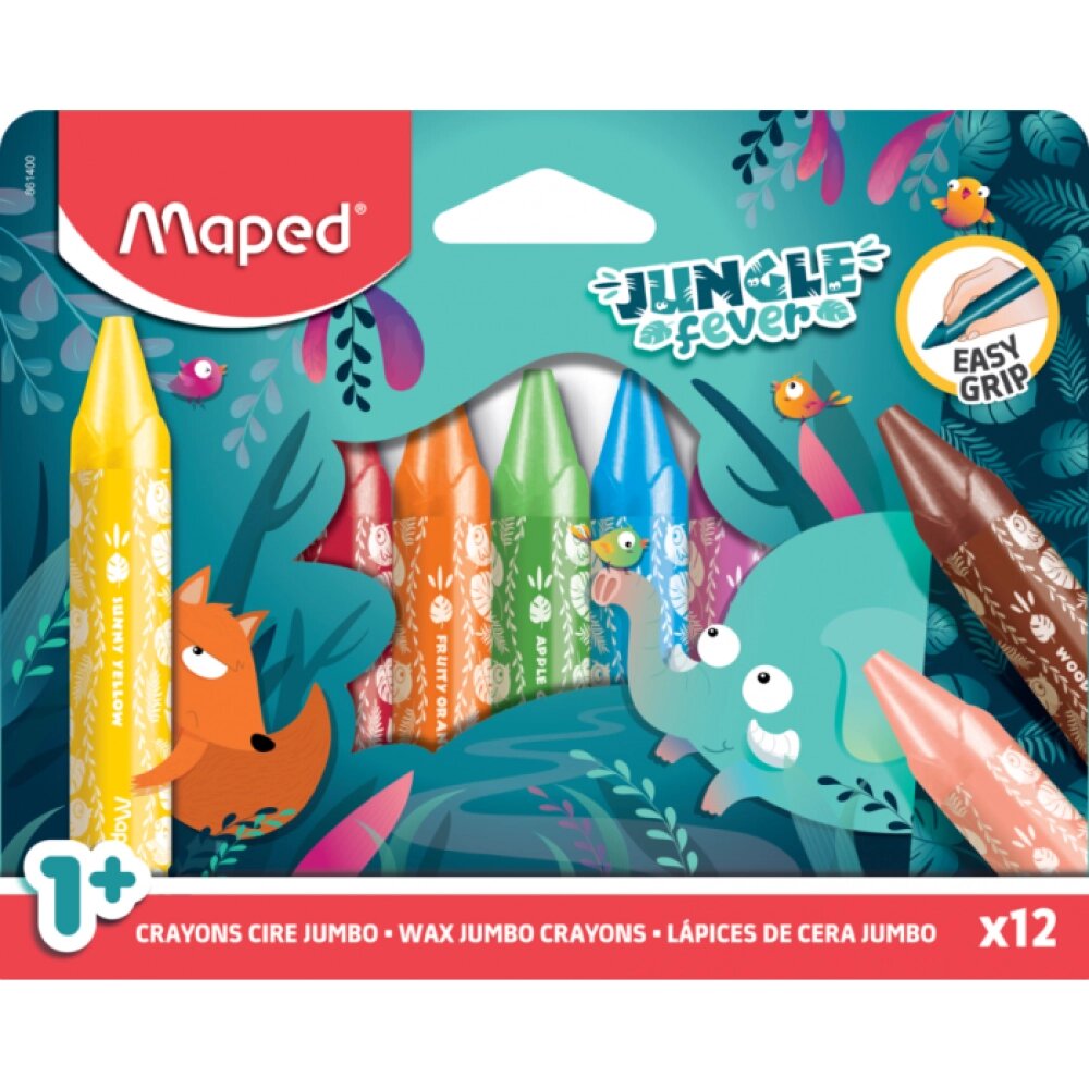 Мелки восковые Maped "Jungle fever Wax Jumbo", 12 цветов, ассорти от компании «Офистон маркет» - фото 1