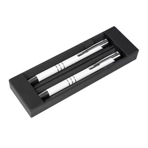 Набор "Claremont"ручка шариковая автоматическая и карандаш автоматический, белый, серебристый
