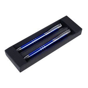 Набор "Claremont"ручка шариковая автоматическая и карандаш автоматический, синий, серебристый