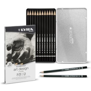 Набор карандашей чернографитных "LYRA ART Design", 6B-4H, 12 шт., в металлическом футляре