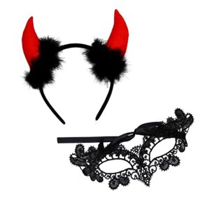 Набор карнавальный "Чертовка", ободок, маска