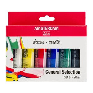 Набор красок акриловых "Amsterdam", 6 цветов, ассорти