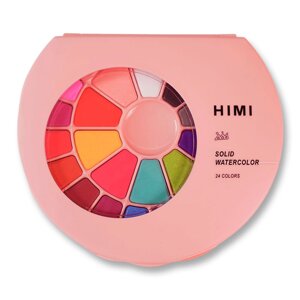 Набор красок акварельных "Himi Miya", 24 цветов, кюветы, розовый футляр
