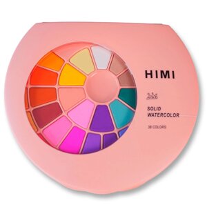 Набор красок акварельных "Himi Miya", 38 цветов, кюветы, розовый футляр
