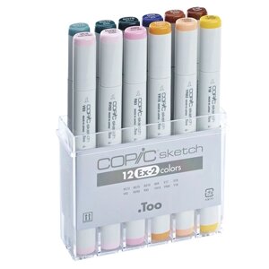 Набор маркеров перманентных "Copic Sketch" EX-2, 12 цветов