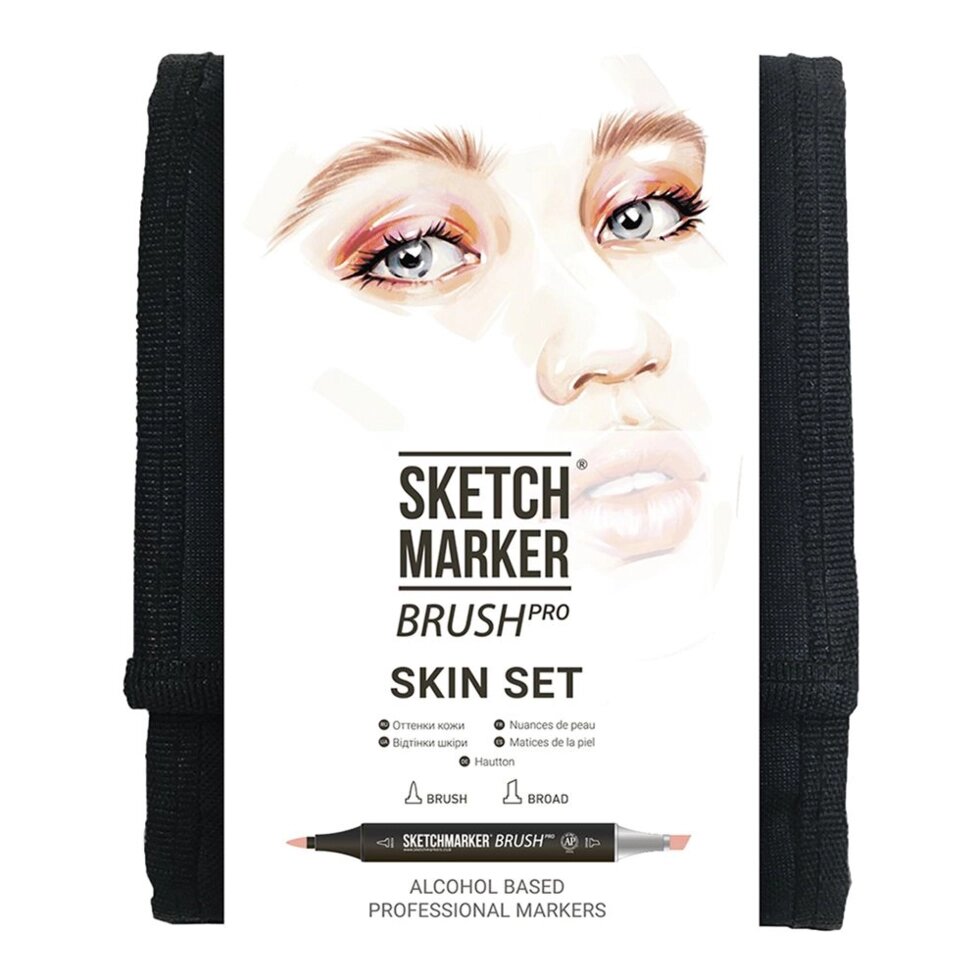 Набор маркеров перманентных двусторонних "Sketchmarker BRUSH Skin Set", 12 шт. от компании «Офистон маркет» - фото 1