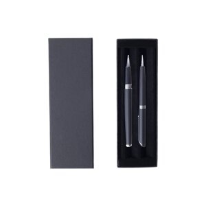 Набор ручек "Shadow"ручка шариковая автоматическая и роллер, черный, серебристый