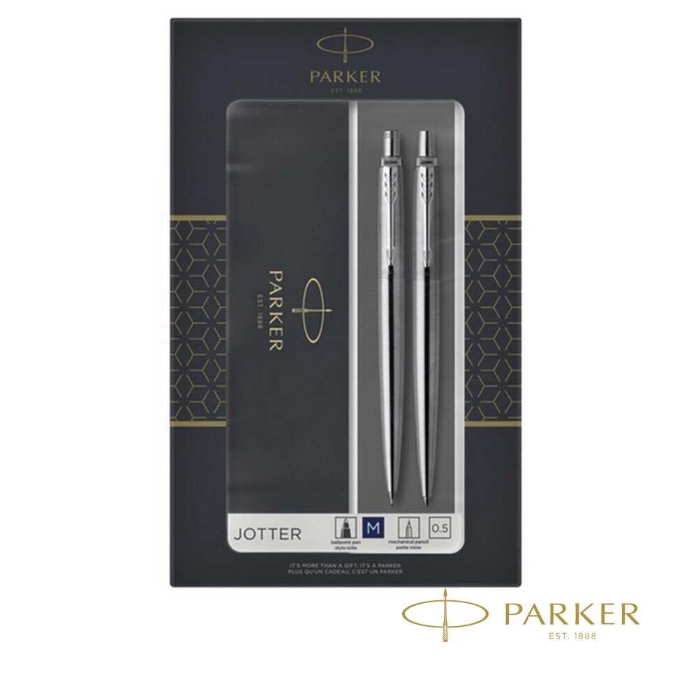 Набор ручка шариковая автоматическая + карандаш автоматический "Parker Jotter Stainless Steel CT" от компании «Офистон маркет» - фото 1