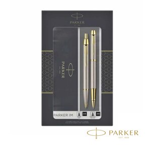 Набор ручка шариковая автоматическая + ручка-роллер "Parker IM Brushed Metal GT"