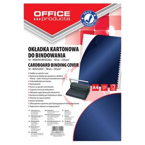 Обложка для переплета "Office Products", A4, картон глянцевый, 250 г/м2, 100 шт., темно-синий