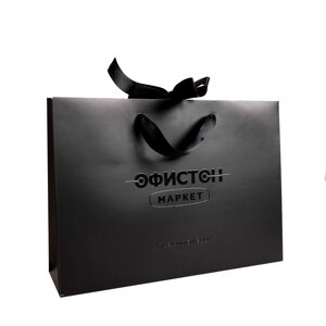 Пакет бумажный "Офистон Маркет", 32x23x8 см, черный