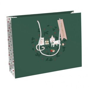 Пакет бумажный подарочный "Cat'Mas", 37.3x11.8x27.5 см, разноцветный