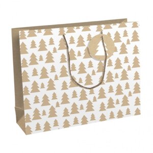 Пакет бумажный подарочный "Fir Trees", 37.3x11.8x27.5 см, разноцветный
