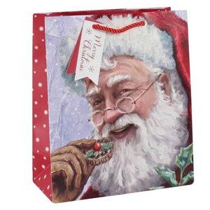 Пакет бумажный подарочный "Trad Santa", 26.5x14x33 см, ассорти