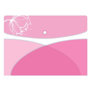 Папка-конверт на кнопке "Цветок на розовом", А4, розовый
