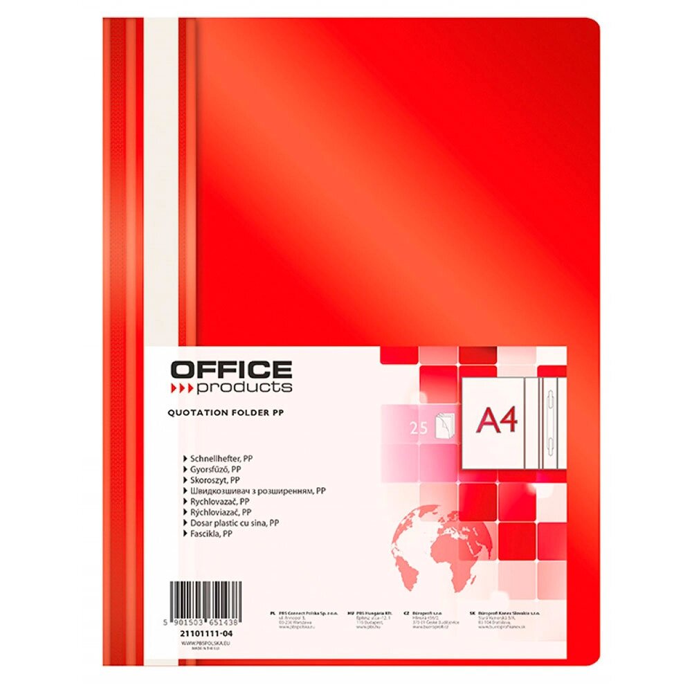 Папка скоросшиватель "Office Products", А4, красный от компании «Офистон маркет» - фото 1