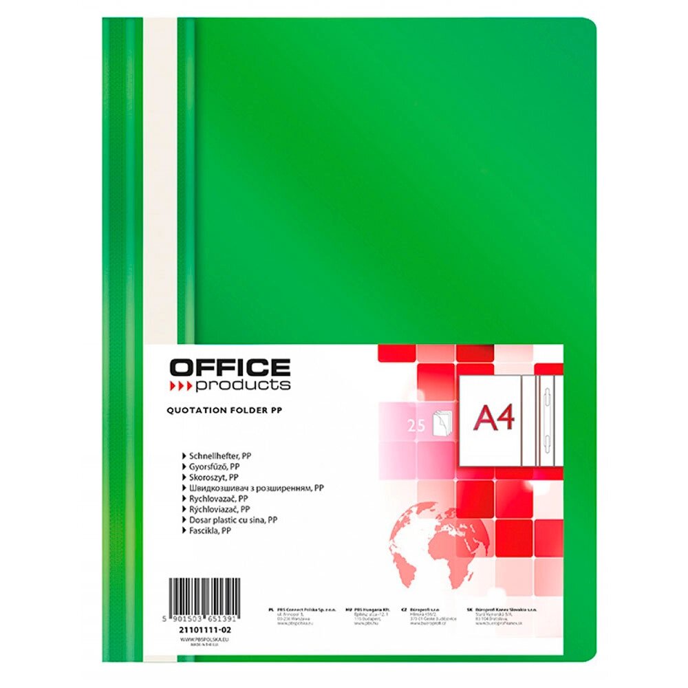 Папка скоросшиватель "Office Products", А4, зеленый от компании «Офистон маркет» - фото 1