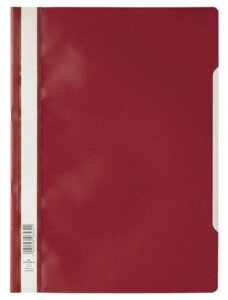 Папка-скоросшиватель с прозрачной обложкой "Durable", A4, ПВХ, красный
