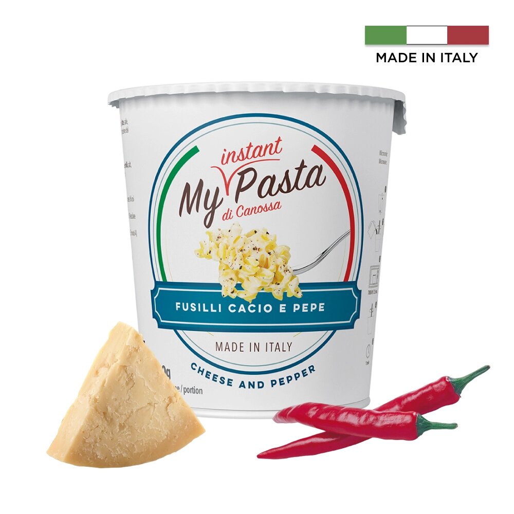 Паста фузилли "My instant pasta" с сыром и черным перцем, 70 г от компании «Офистон маркет» - фото 1