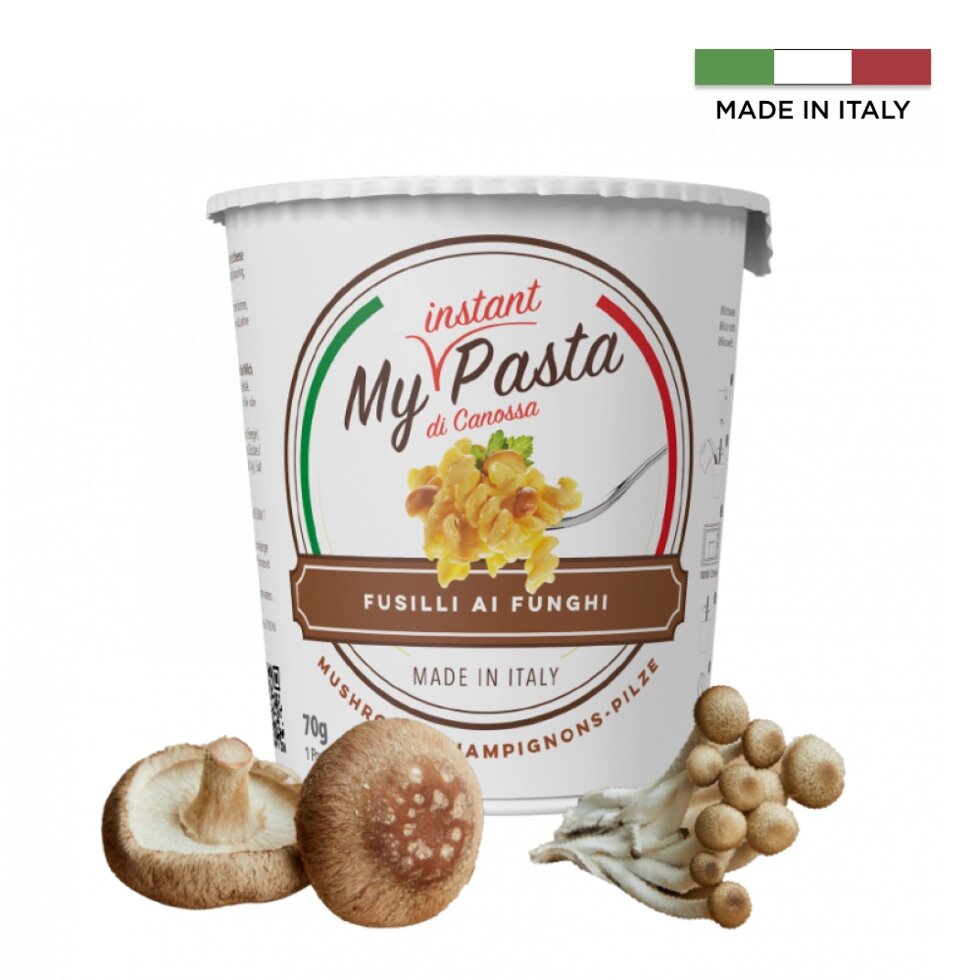 Паста фузилли "My instant pasta" со вкусом грибов, 70 г от компании «Офистон маркет» - фото 1