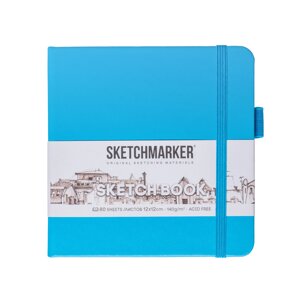 Скетчбук "Sketchmarker", 12x12 см, 140 г/м2, 80 листов, синий неон в Минске от компании «Офистон маркет»