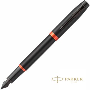 Ручка перьевая Parker "IM Vibrant Rings F315", M, черный, оранжевый, патрон синий в Минске от компании «Офистон маркет»